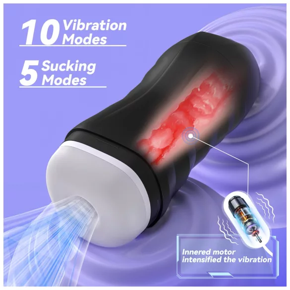 AlvUp - masturbator sa usisavanjem i vibracijom (crni)