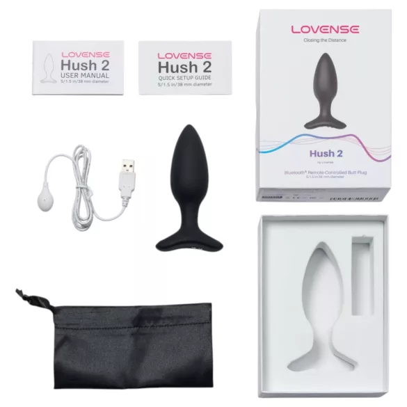 Lovense Hush 2 S - aplikacijom upravljani analni vibrator (38 mm, crni)