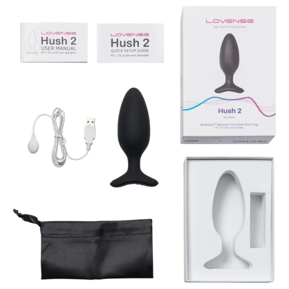 Lovense Hush 2 M - апликaцијом управљани анални вибратор (45 mm, црни)