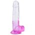 Sunfo - Dildo sa vakumskim postoljem i testisima - 22cm (prozirno-ljubičasta)