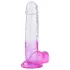 Sunfo - Dildo sa vakumskim postoljem i testisima - 22cm (prozirno-ljubičasta)