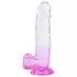 Sunfo - Dildo sa vakumskim postoljem i testisima - 22cm (prozirno-ljubičasta)