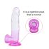 Sunfo - Dildo sa vakumskim postoljem i testisima - 22cm (prozirno-ljubičasta)