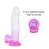 Sunfo - Dildo sa vakumskim postoljem i testisima - 22cm (prozirno-ljubičasta)