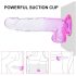 Sunfo - Dildo sa vakumskim postoljem i testisima - 22cm (prozirno-ljubičasta)