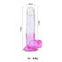 Sunfo - Dildo sa vakumskim postoljem i testisima - 22cm (prozirno-ljubičasta)