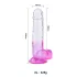 Sunfo - Dildo sa vakumskim postoljem i testisima - 22cm (prozirno-ljubičasta)