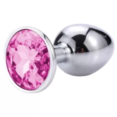 Sunfo - metalni analni čep sa roze kamenom (srebrni)