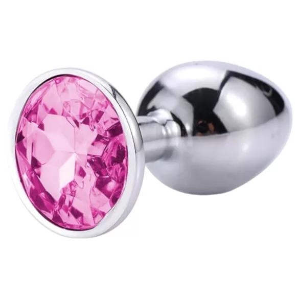 Sunfo - metalni analni čep sa roze kamenom (srebrni)