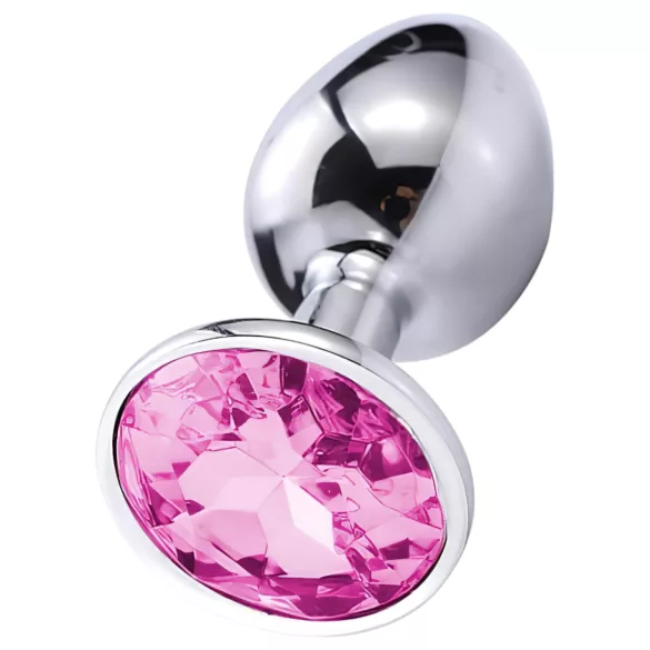 Sunfo - metalni analni čep sa roze kamenom (srebrni)