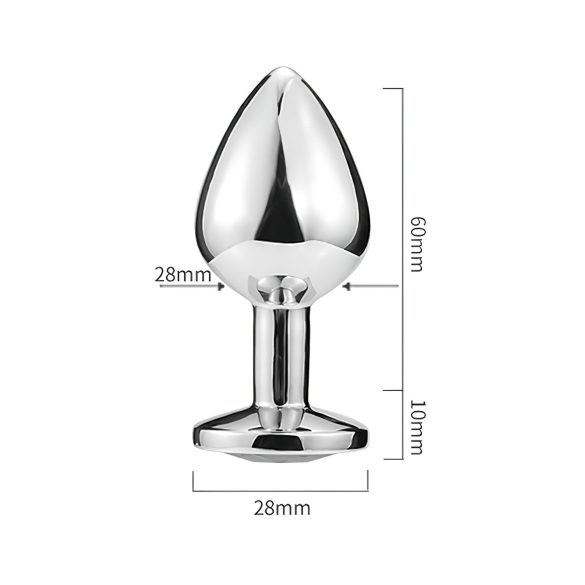 Sunfo - metalni analni čep sa srcastim kamenom (srebrno-beli)