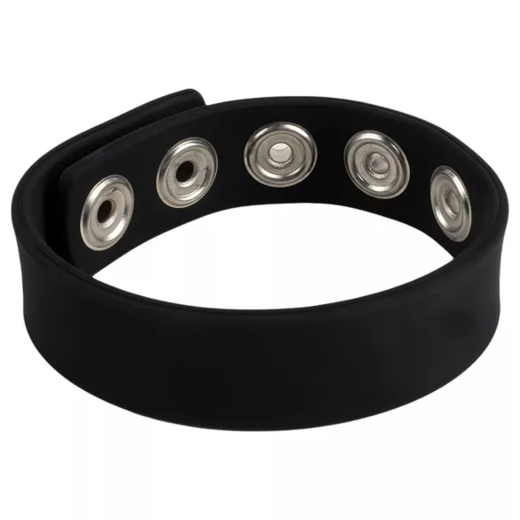 Pulselock Forge - podesivi silikonski prsten za penis sa drukerom (crni) - 228 mm
