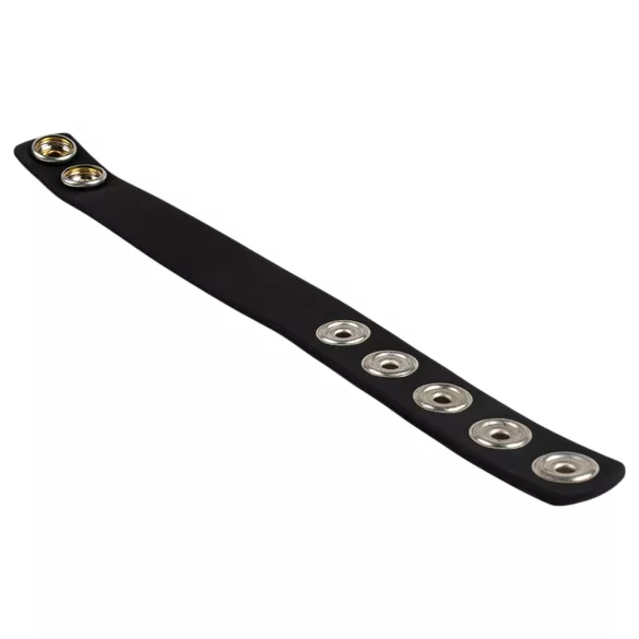Pulselock Forge - podesivi silikonski prsten za penis sa drukerom (crni) - 228 mm