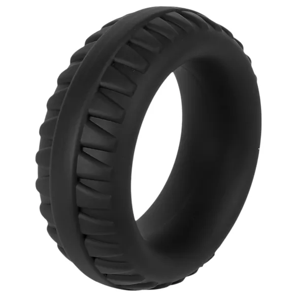Pulselock Forge - silikonski prsten za penis sa dezenom felne (crni) - 35 mm