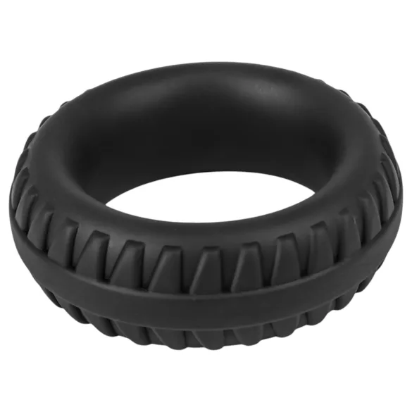 Pulselock Forge - silikonski prsten za penis sa dezenom felne (crni) - 35 mm