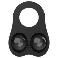   Pulselock Taur - silikonski prsten za penis sa otežanim kuglicama (crni)