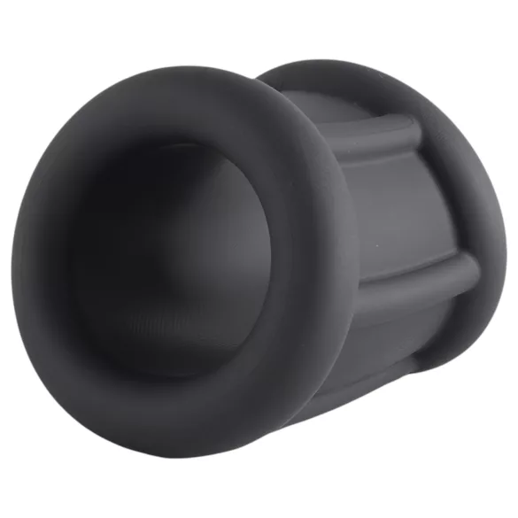 Pulselock Cocktura - rebrasti silikonski prsten za penis (crni) - 30 mm