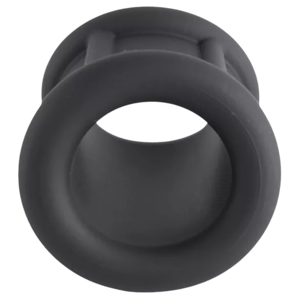 Pulselock Cocktura - rebrasti silikonski prsten za penis (crni) - 30 mm