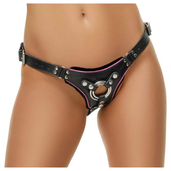 ZADO - kožni pojas za strap-on (crna) - S-L