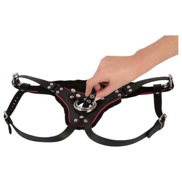 ZADO - kožni pojas za strap-on (crna) - S-L