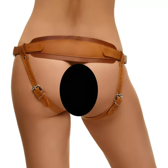 ZADO - kožni strap-on za dodatke (braon) - L/XL