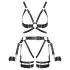 ZADO - višedelni kožni harness set sa lisicama - crni - L/XL