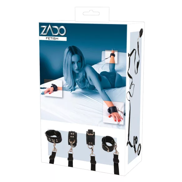 ZADO - kožni set za vezivanje za krevet (crna)