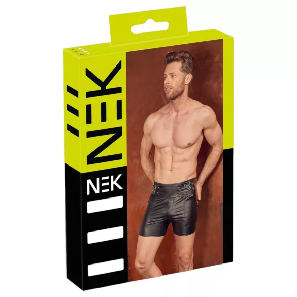 NEK - produženi muški šorts sa metalnom kopčom (crni) - L