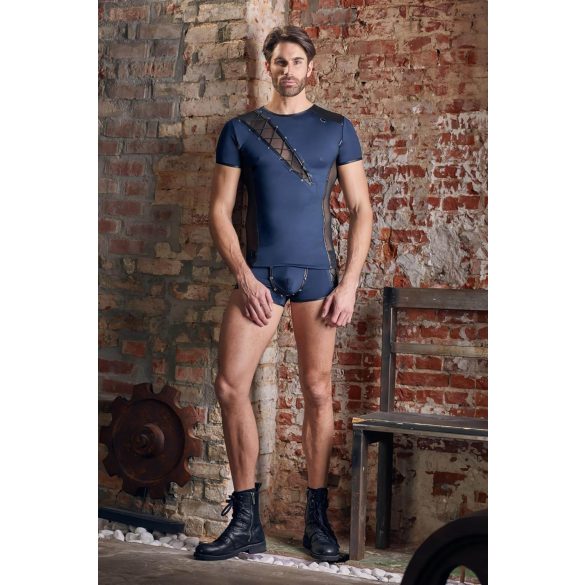 NEK - muška majica sa crnom čipkom i pertlama (plava) - M