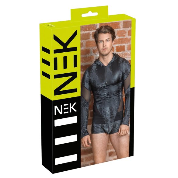 NEK - muška jakna sa kapuljačom i dezenom zmijske kože (crna)