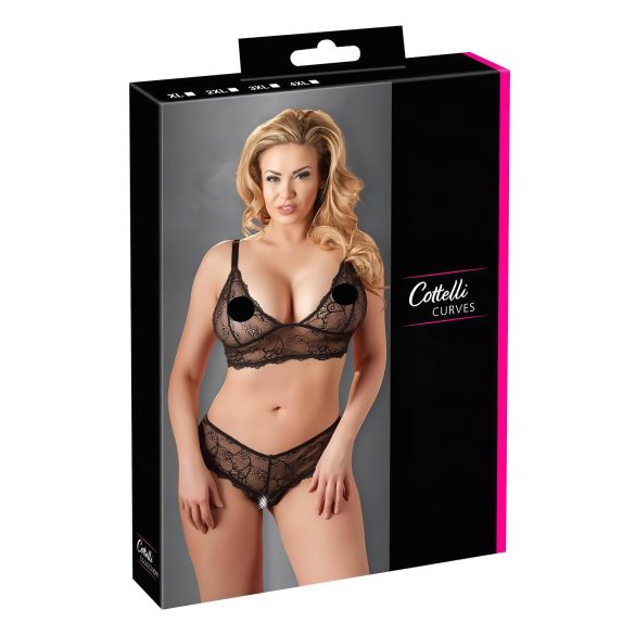 Cottelli Plus Size - čipkasti set grudnjaka (crna) - XXL