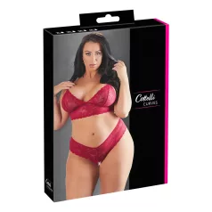   Cottelli Plus Veličine - meki čipkasti grudnjak set (crveni)