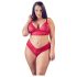Cottelli Plus Veličine - meki čipkasti grudnjak set (crveni) - 4XL