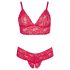 Cottelli Plus Veličine - meki čipkasti grudnjak set (crveni) - 4XL