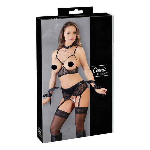 Cottelli Bondage - čipkasti donji veš set (5 delova)