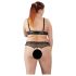 Cottelli Plus Size - biserni grudnjak set (crna)