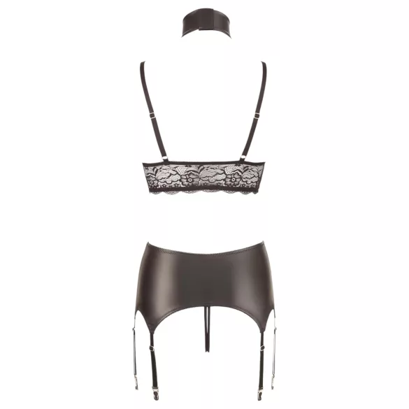 Cottelli Bondage - čipkasti sjajni veš set (4 dela)