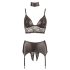Cottelli Bondage - čipkasti sjajni veš set (4 dela) - M