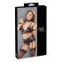 Cottelli Bondage - čipkasti sjajni veš set (4 dela) - XL
