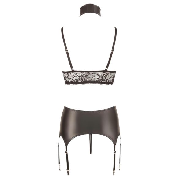 Cottelli Bondage - čipkasti sjajni veš set (4 dela) - XL