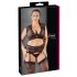 Cottelli Plus Size - čipkani set sa kristalima (crni) - 3XL