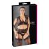 Cottelli Plus Size - čipkani set sa kristalima (crni) - 3XL