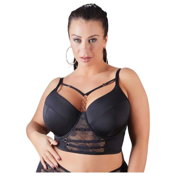 Cottelli Plus Size - grudnjak sa čipkom i trakama (crni) - 85E