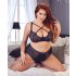 Cottelli Plus Size - grudnjak sa ukrštenim trakama i gaćice (crne)