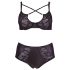 Cottelli Plus Size - grudnjak sa ukrštenim trakama i gaćice (crne) - 85E/L