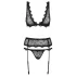 Obsessive Emperita - set intimnog veša sa sitnim vezom (crna) - L/XL