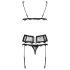 Obsessive Emperita - set intimnog veša sa sitnim vezom (crna) - L/XL