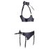 Cottelli Bondage - sjajni set sa podizačem grudi i lisicama (crni) - XL