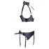 Cottelli Bondage - sjajni set sa podizačem grudi i lisicama (crni) - XL