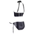 Cottelli Bondage - sjajni set sa podizačem grudi i lisicama (crni) - XL